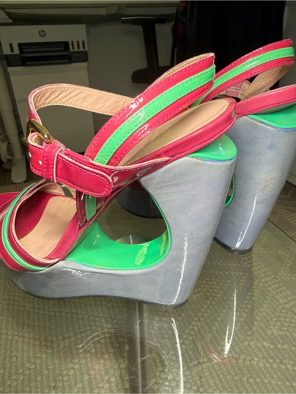 Stuart Weitzman colorblocked Wedge Sandals Size 8.5 - Picture 2 of 7